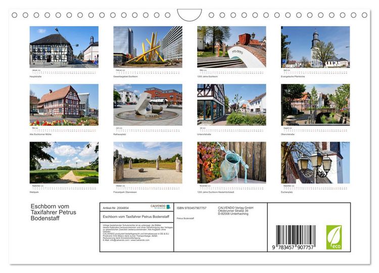 Produktbild: Eschborn vom Taxifahrer Petrus Bodenstaff (Wandkalender 2026 DIN A4 quer), CALVENDO Monatskalender