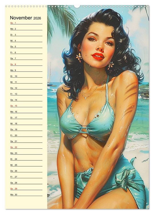 Produktbild: Pin-up-Girls. Sexappeal am Strand (Wandkalender 2026 DIN A2 hoch), CALVENDO Monatskalender