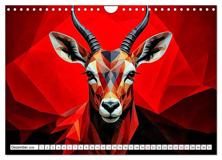 Produktbild: Low Poly Wildlife (Wandkalender 2026 DIN A4 quer), CALVENDO Monatskalender