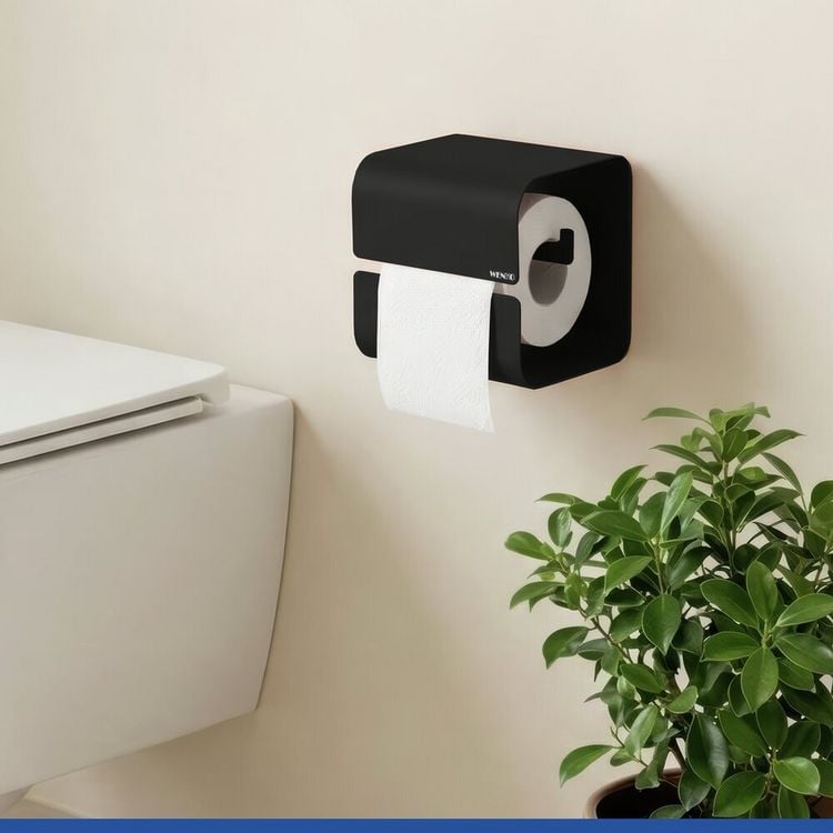 Produktbild: Turbo-Loc&reg; Toilettenpapierhalter Mod. Lizan Schwarz, Befestigen ohne Bohren