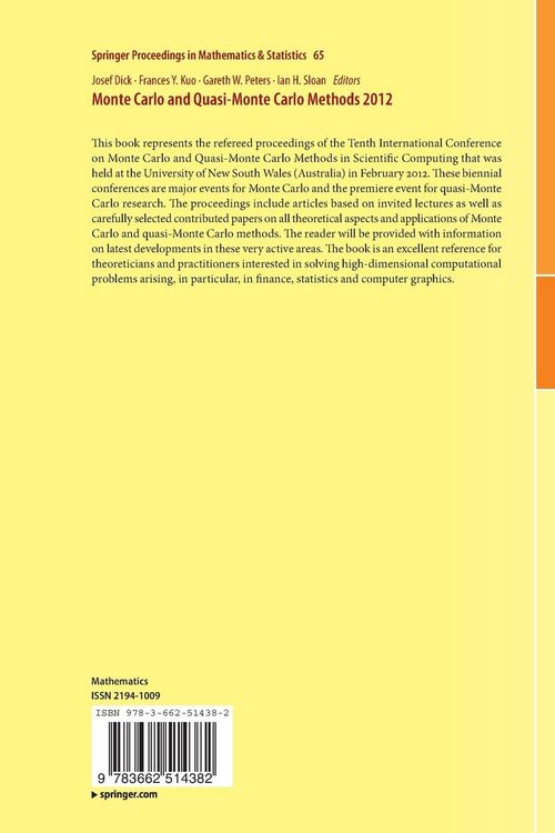 Produktbild: Monte Carlo and Quasi-Monte Carlo Methods 2012