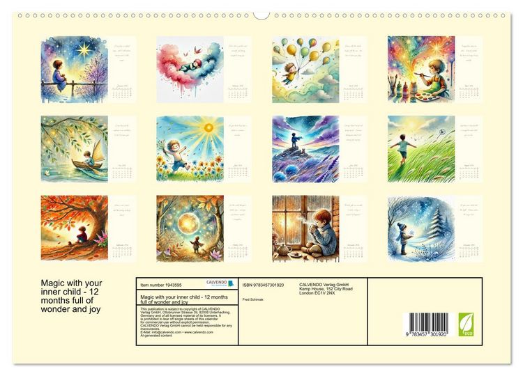 Produktbild: Magic with your inner child - 12 months full of wonder and joy (High Quality Premium Wall Calendar 2026 DIN A2 landscape),CALVENDO 12 Month Wall Calendar