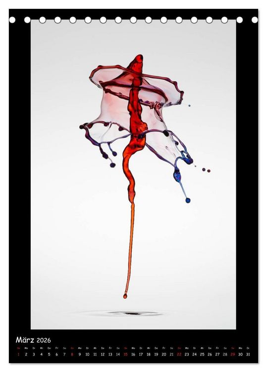 Produktbild: Au&szlig;ergew&ouml;hnliche Kunst - Wasser Tropfenfotografie (Tischkalender 2026 DIN A5 hoch), CALVENDO Monatskalender