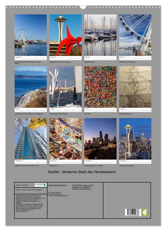 Produktbild: Seattle - Moderne Stadt des Nordwestens (Wandkalender 2026 DIN A2 hoch), CALVENDO Monatskalender