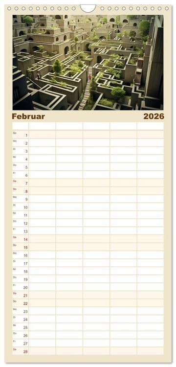 Produktbild: Familienplaner 2026 - Labyrinth Universum mit 5 Spalten (Wandkalender, 21 x 45 cm) CALVENDO