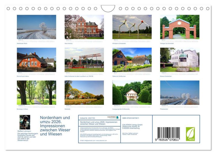 Produktbild: Nordenham und umzu 2026. Impressionen zwischen Weser und Wiesen (Wandkalender 2026 DIN A4 quer), CALVENDO Monatskalender