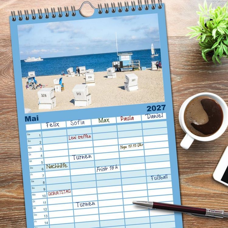 Produktbild: Familienplaner 2027 - Sylt s&uuml;chtig mit 5 Spalten (Wandkalender, 21 x 45 cm) CALVENDO