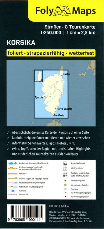 Produktbild: FolyMaps Karte Korsika 1:250 000
