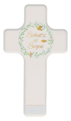 Produktbild: Butzon & Bercker Geschenkset zur Taufe 15 x 22 x 2 cm &ndash; Holzkreuz aus Buchenholz wei&szlig; lackiert mit Taufspruch, gebundenes Buch 11 x 11 cm, Lieferung in Geschenkverpackung