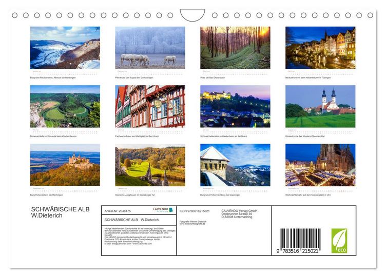 Produktbild: SCHW&Auml;BISCHE ALB W.Dieterich (Wandkalender 2026 DIN A4 quer), CALVENDO Monatskalender