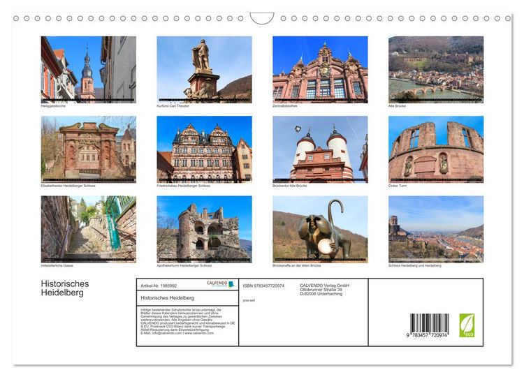 Produktbild: Historisches Heidelberg (Wandkalender 2026 DIN A3 quer), CALVENDO Monatskalender