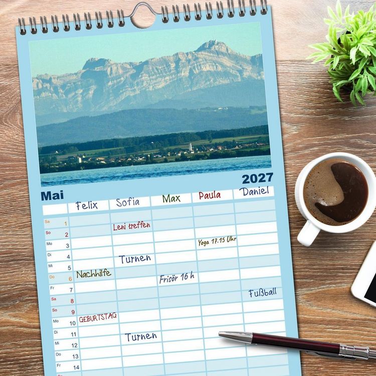 Produktbild: Familienplaner 2027 - Ein Jahr am BODENSEE mit 5 Spalten (Wandkalender, 21 x 45 cm) CALVENDO