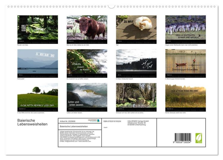 Produktbild: Baierische Lebensweisheiten (hochwertiger Premium Wandkalender 2026 DIN A2 quer), Kunstdruck in Hochglanz