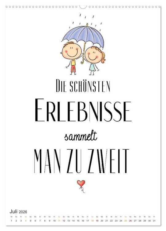 Produktbild: Liebesspr&uuml;che (hochwertiger Premium Wandkalender 2026 DIN A2 hoch), Kunstdruck in Hochglanz