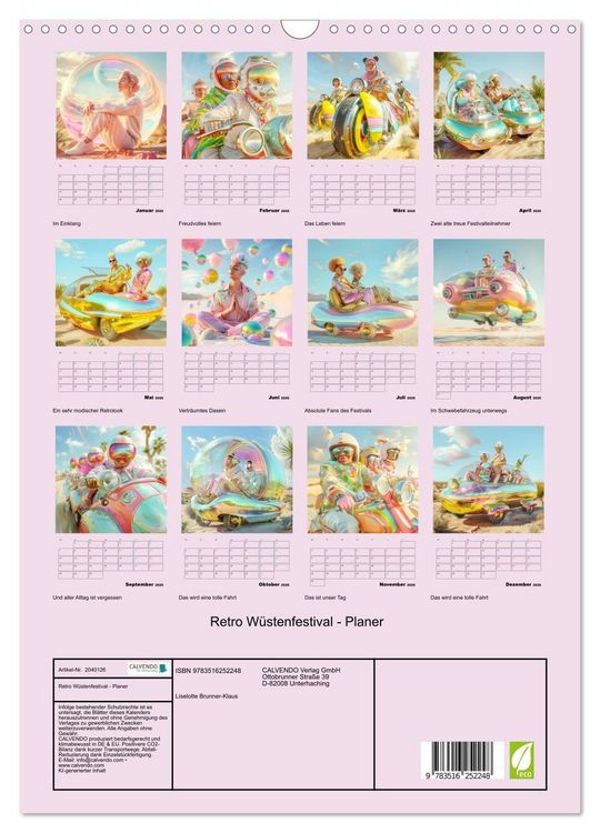Produktbild: Retro W&uuml;stenfestival - Planer (Wandkalender 2026 DIN A3 hoch), CALVENDO Monatskalender