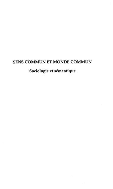 Produktbild: Sens commun et monde commun sociologie e