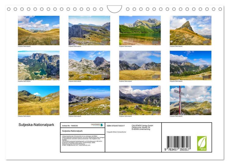 Produktbild: Sutjeska-Nationalpark (Wandkalender 2026 DIN A4 quer), CALVENDO Monatskalender