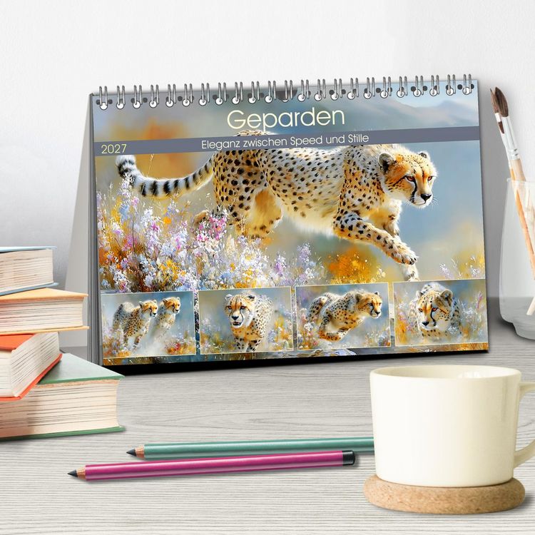 Produktbild: Geparden. Eleganz zwischen Speed und Stille (Tischkalender 2027 DIN A5 quer), CALVENDO Monatskalender