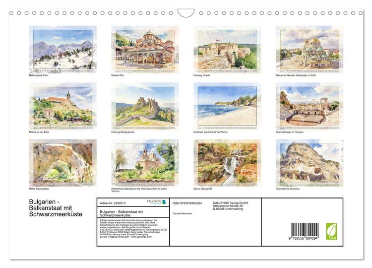 Produktbild: Bulgarien - Balkanstaat mit Schwarzmeerk&uuml;ste (Wandkalender 2027 DIN A3 quer), CALVENDO Monatskalender