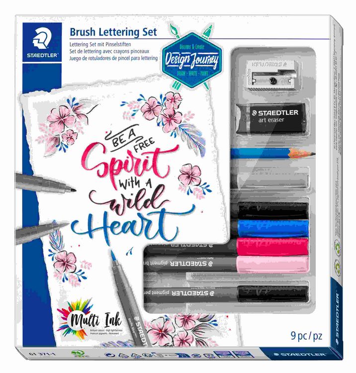 Produktbild: STAEDTLER Schreib- und Zeichbedarf pigment brush Lettering Set Design Journey, 9er Set