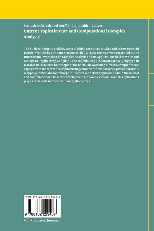Produktbild: Current Topics in Pure and Computational Complex Analysis