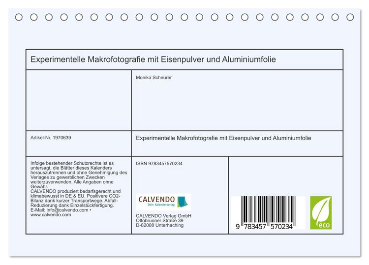 Produktbild: Experimentelle Makrofotografie mit Eisenpulver und Aluminiumfolie (Tischkalender 2026 DIN A5 quer), CALVENDO Monatskalender