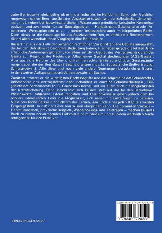 Produktbild: B&uuml;rgerliches Recht f&uuml;r Betriebswirte