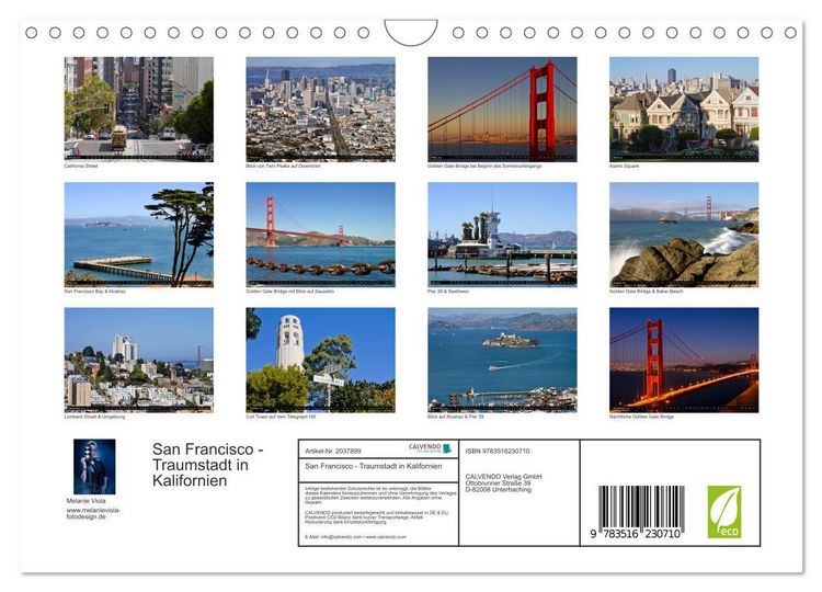 Produktbild: San Francisco - Traumstadt in Kalifornien (Wandkalender 2026 DIN A4 quer), CALVENDO Monatskalender
