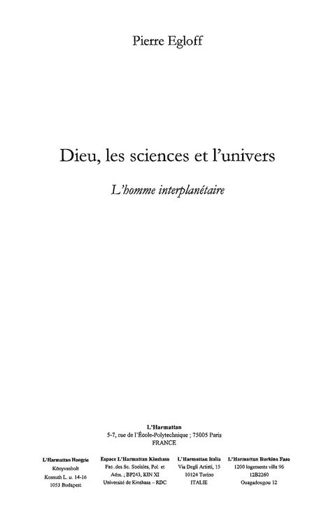 Produktbild: Dieu les sciences et l'univers