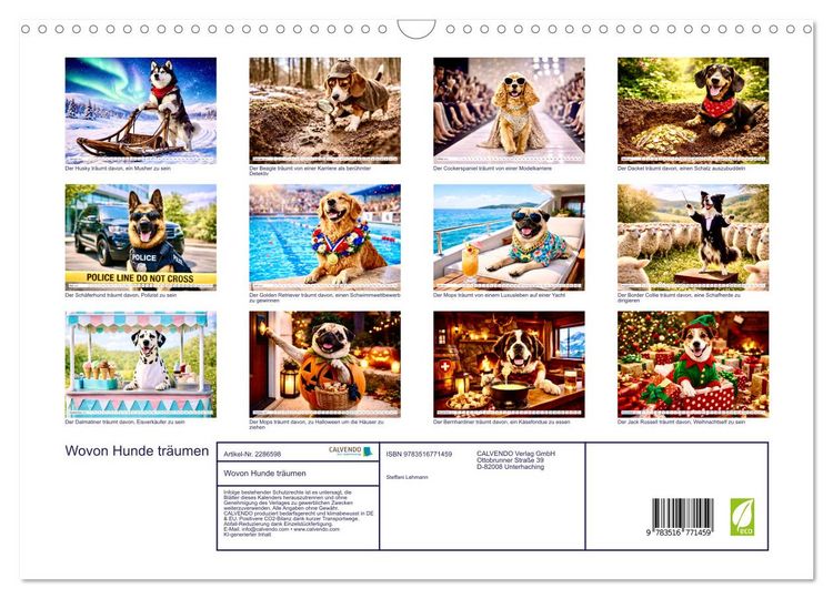 Produktbild: Wovon Hunde tr&auml;umen (Wandkalender 2027 DIN A3 quer), CALVENDO Monatskalender