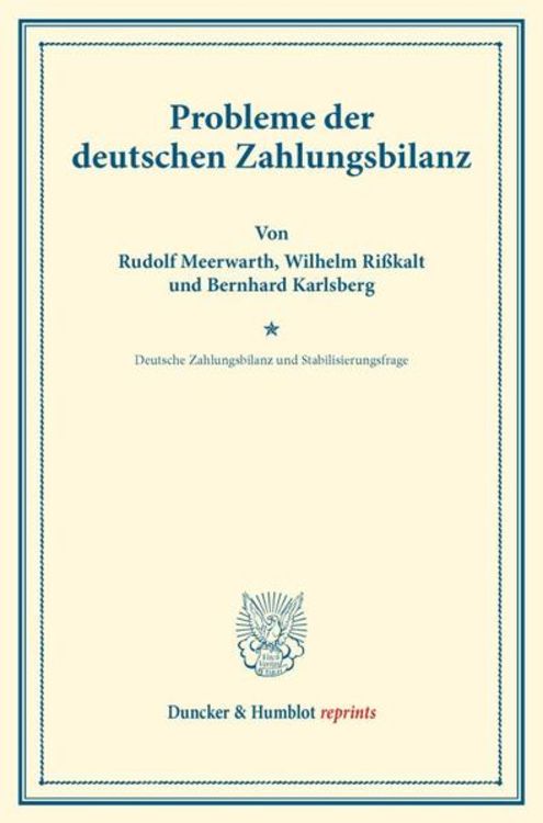 Produktbild: Probleme der deutschen Zahlungsbilanz.