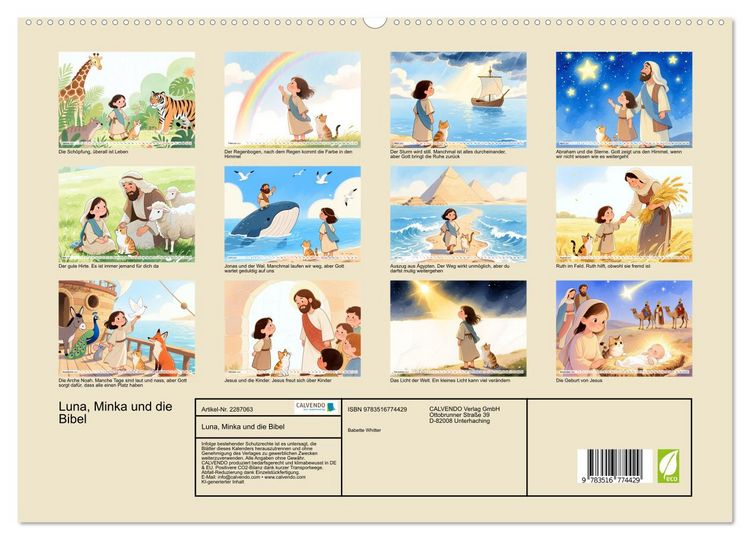 Produktbild: Luna, Minka und die Bibel (hochwertiger Premium Wandkalender 2027 DIN A2 quer), Kunstdruck in Hochglanz