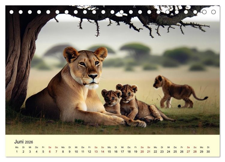 Produktbild: Majest&auml;tische L&ouml;wen - Die Herrscher der Wildnis (Tischkalender 2026 DIN A5 quer), CALVENDO Monatskalender