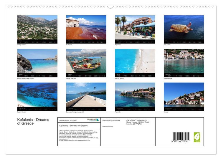 Produktbild: Kefalonia - Dreams of Greece (High Quality Premium Wall Calendar 2026 DIN A2 landscape),CALVENDO 12 Month Wall Calendar