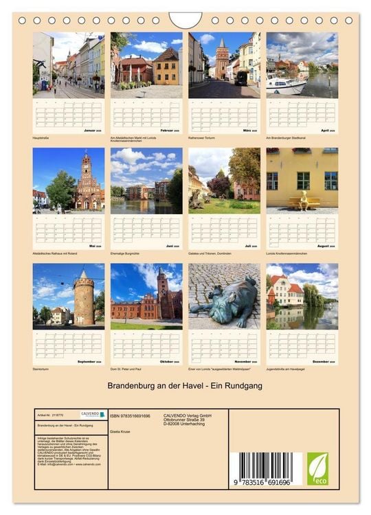 Produktbild: Brandenburg an der Havel - Ein Rundgang (Wandkalender 2026 DIN A4 hoch), CALVENDO Monatskalender