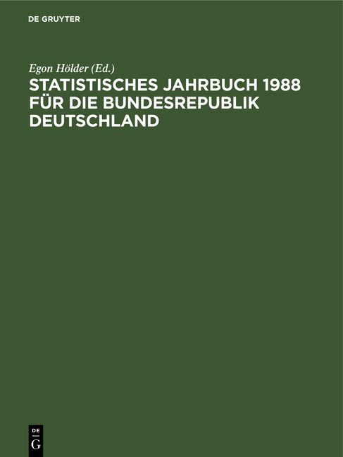 Produktbild: Statistisches Jahrbuch 1988 f&uuml;r die Bundesrepublik Deutschland