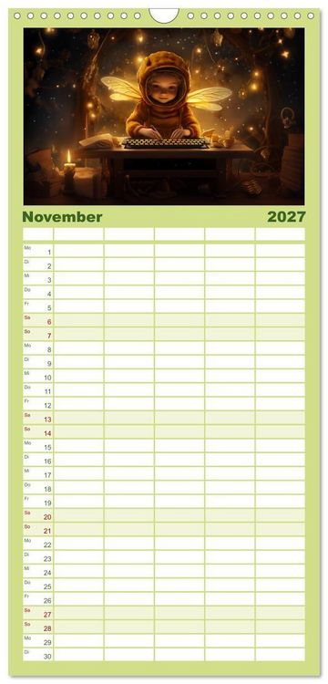Produktbild: Familienplaner 2027 - Hallo! Ich bin die Honigbiene mit 5 Spalten (Wandkalender, 21 x 45 cm) CALVENDO