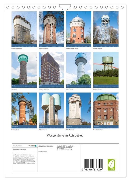 Produktbild: Wassert&uuml;rme im Ruhrgebiet (Wandkalender 2026 DIN A4 hoch), CALVENDO Monatskalender
