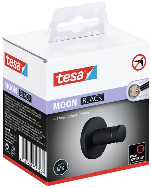 Produktbild: Tesa MOON BLACK Handtuchhaken Klebstoff Metall