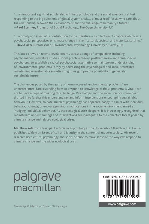Produktbild: Ecological Crisis, Sustainability and the Psychosocial Subject