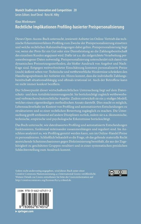 Produktbild: Rechtliche Implikationen Profiling-basierter Preispersonalisierung