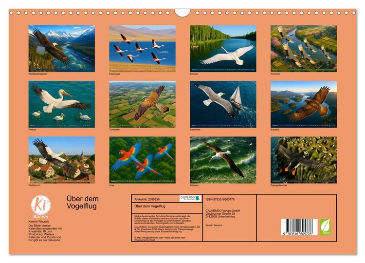 Produktbild: &Uuml;ber dem Vogelflug (Wandkalender 2026 DIN A3 quer), CALVENDO Monatskalender
