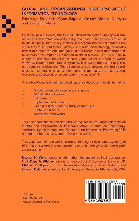 Produktbild: Global and Organizational Discourse about Information Technology