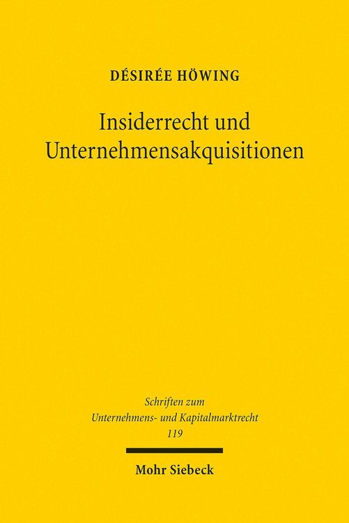 Produktbild: Insiderrecht und Unternehmensakquisitionen