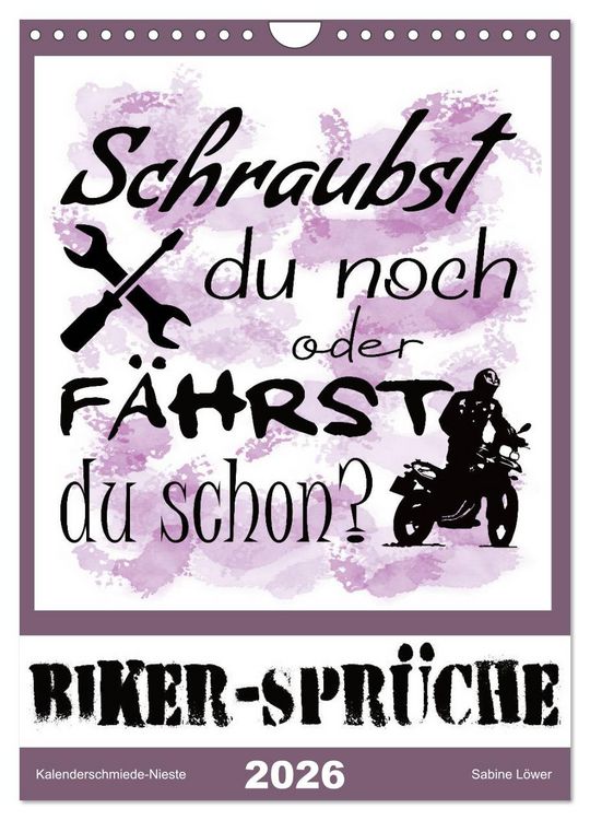 Produktbild: Biker-Spr&uuml;che (Wandkalender 2026 DIN A4 hoch), CALVENDO Monatskalender