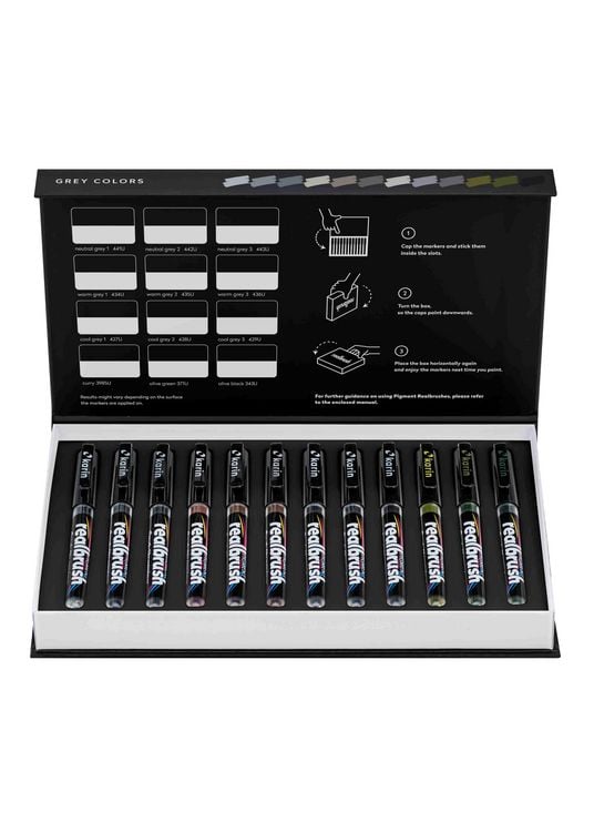 Produktbild: KARIN Marker Realbrush PIGMENT Grey Colors Collection, 12er Pinsel Set