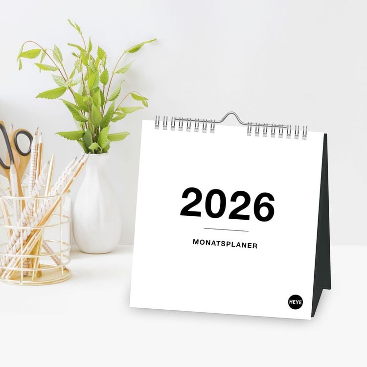 Produktbild: Black&White Monatsplaner zum Aufstellen 2026