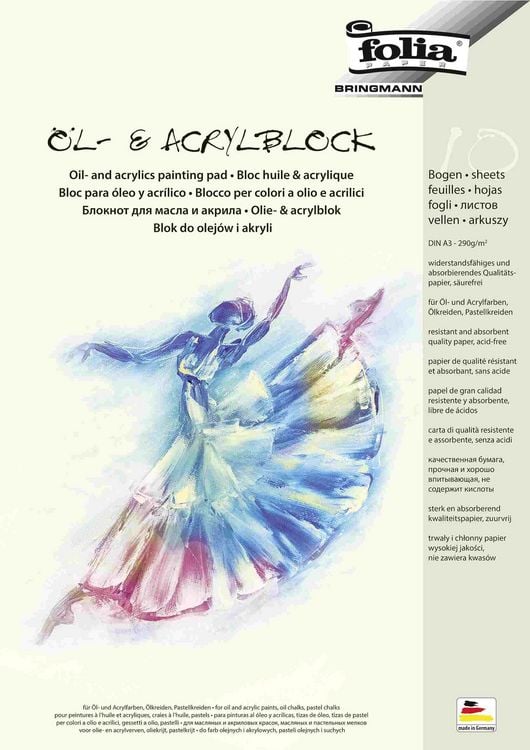 Produktbild: Folia  &Ouml;l- und Acrylmalblock 290g/m&sup2;, DIN A3, 10 Bogen