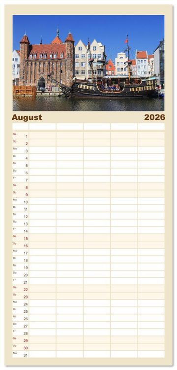 Produktbild: Familienplaner 2026 - Quer durch Polens Norden mit 5 Spalten (Wandkalender, 21 x 45 cm) CALVENDO
