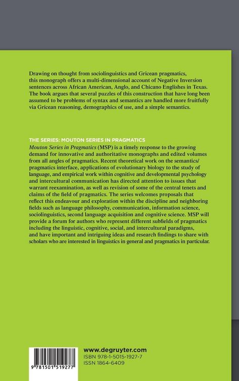 Produktbild: Negative Inversion, Social Meaning, and Gricean Implicature